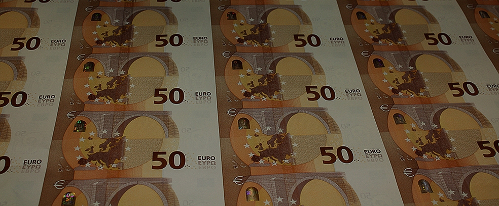 Papierrol eurobiljetten vijftig
